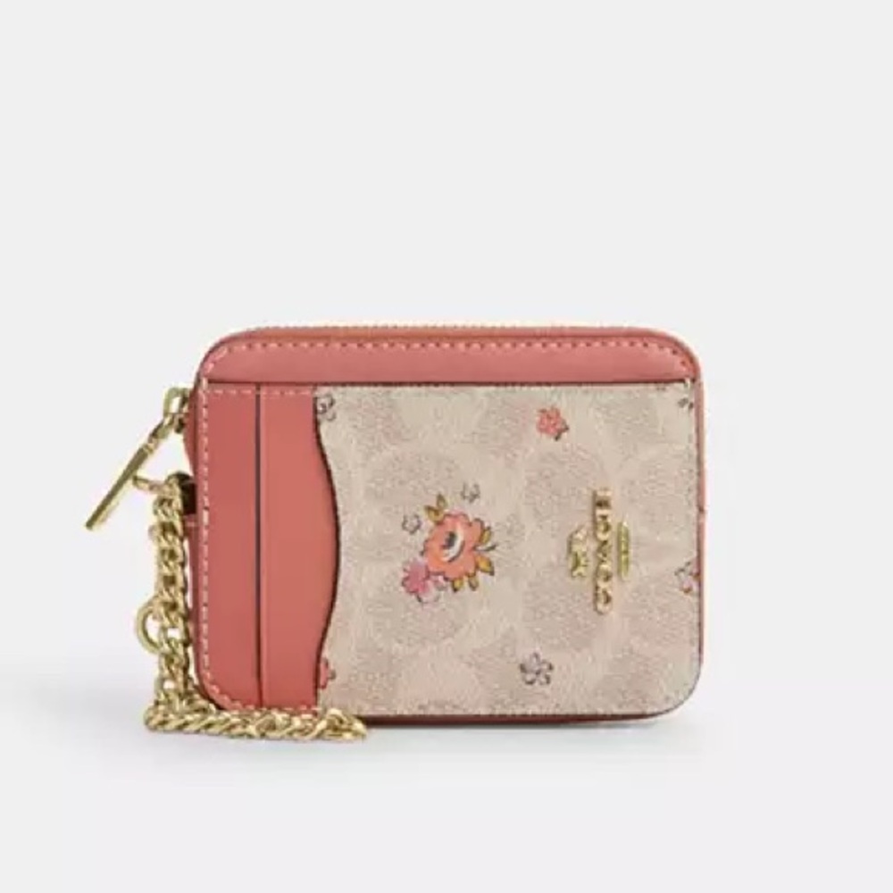NWT Zip Card Case In Signature Canvas With Floral Print 🌺